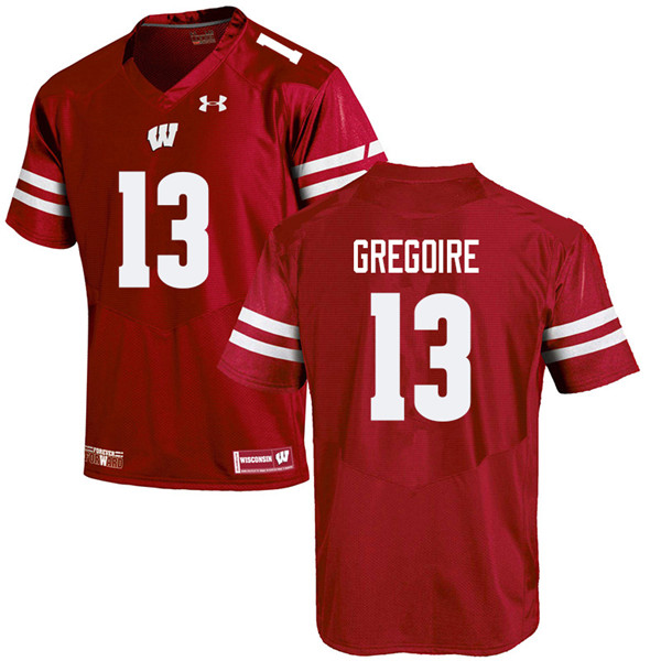 Men #13 Mike Gregoire Wisconsin Badgers College Football Jerseys Sale-Red